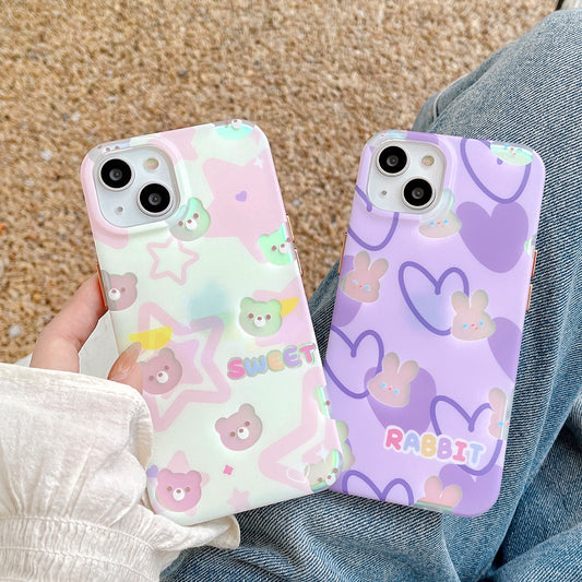 Glittering Bear/Bunny Phone Case for iPhone-Pink/Purple